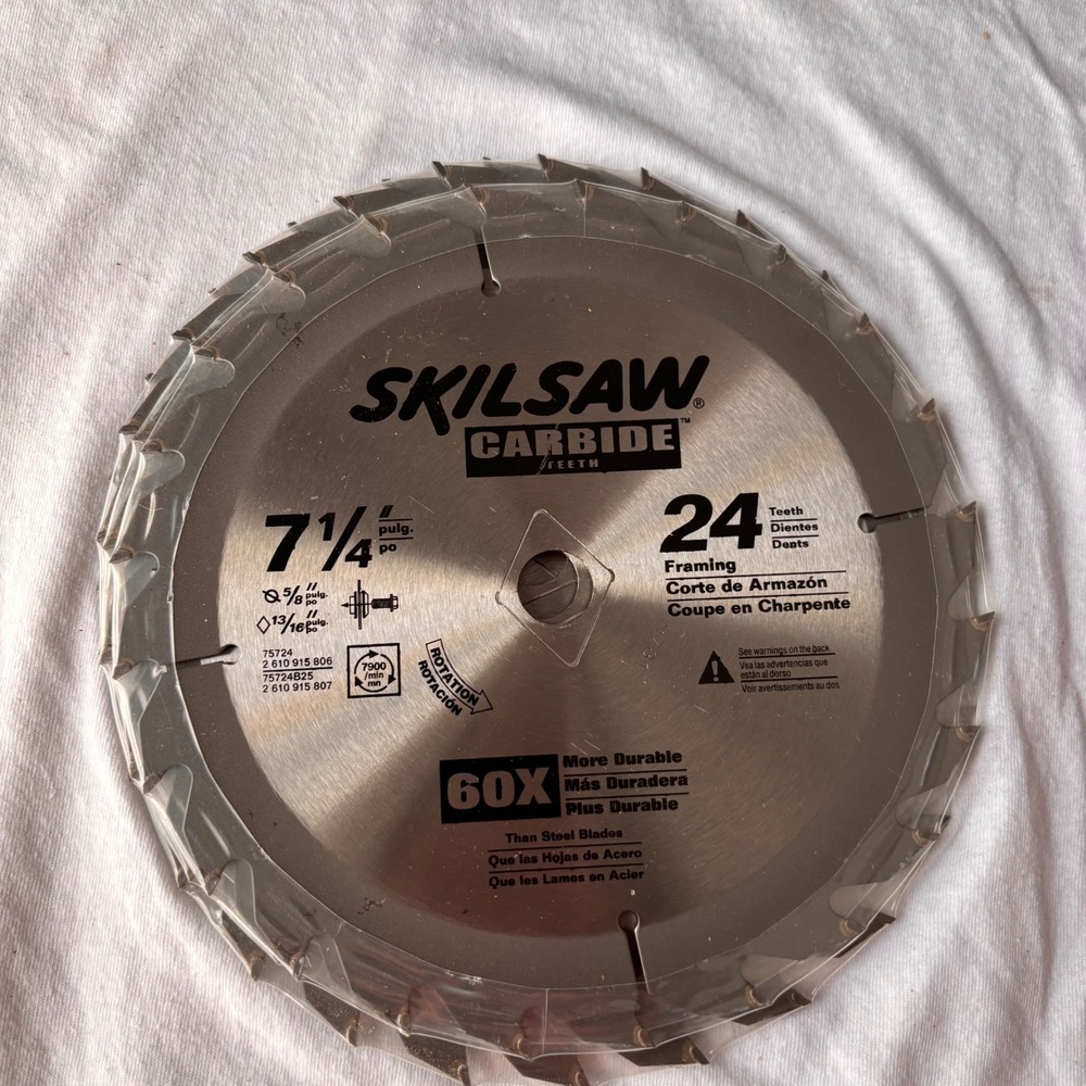 Lot of 3 Skilsaw 7-1/4 in 24 Tooth Carbide Framing Circular Saw Blades 75724